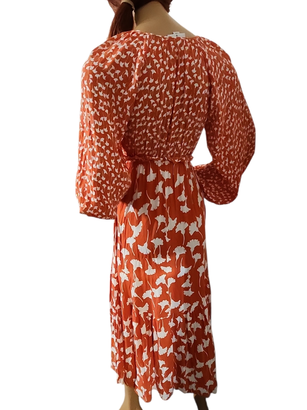 Diane Von Furstenberg Orange & White Floral Print Maxi Dress - Picture 3 of 13